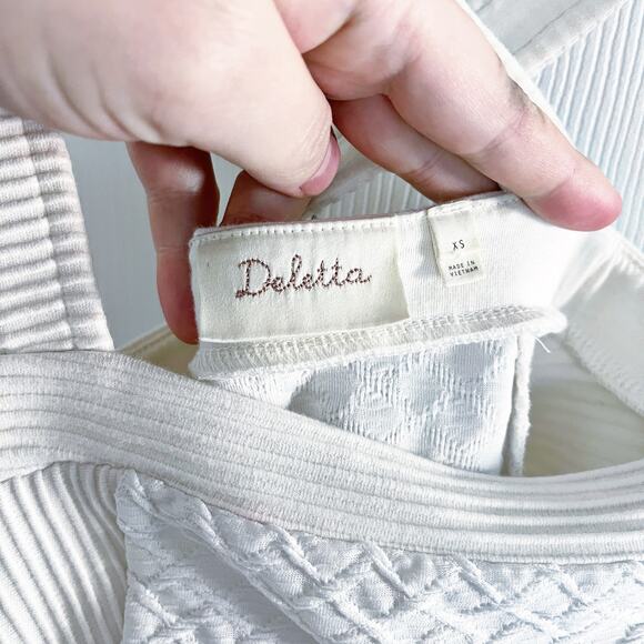 Deletta Anthropologie Ivory Textured Gavi Tank Top - Picture 4 of 8